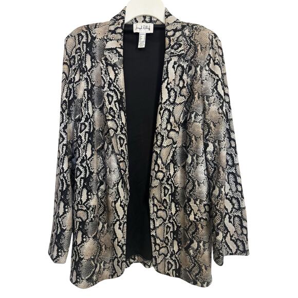 Joseph Ribkoff Snake Skin Print Open Front Blazer Jacket Size 16 Mob Wife - Picture 1 of 6